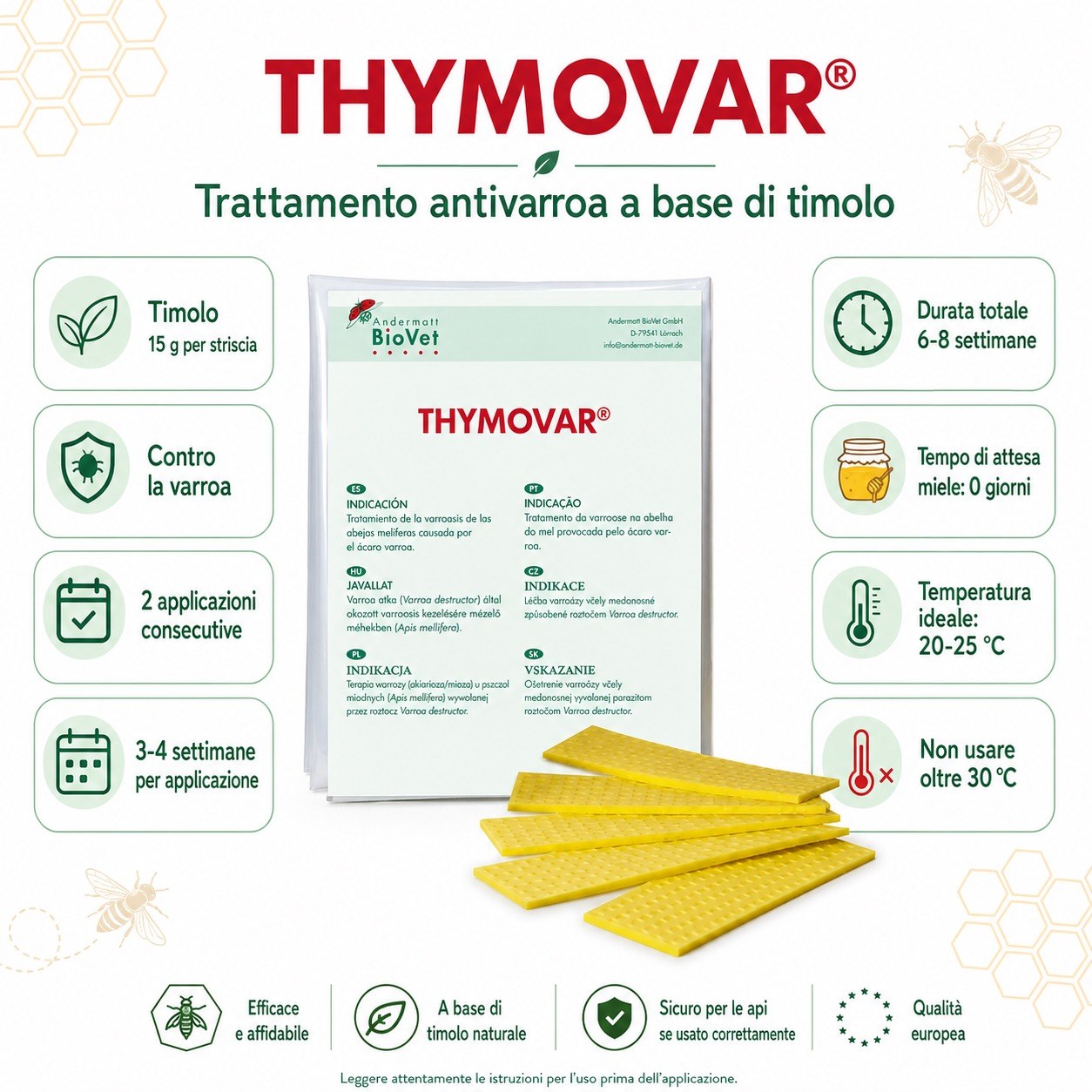 THYMOVAR 15 g – Strisce per alveare contro la Varroa